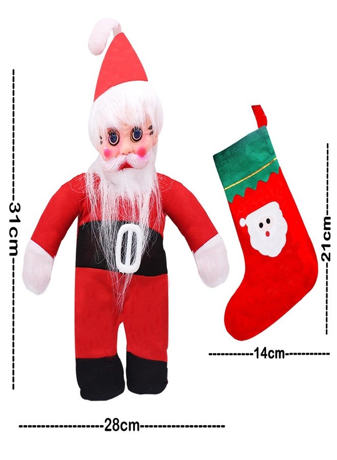 BAAL Red Santa Clause Toy with Christmas Stocking Socks Candy Bag for Children Gifts on Merry Christmas (with Small Socks) - Image 2